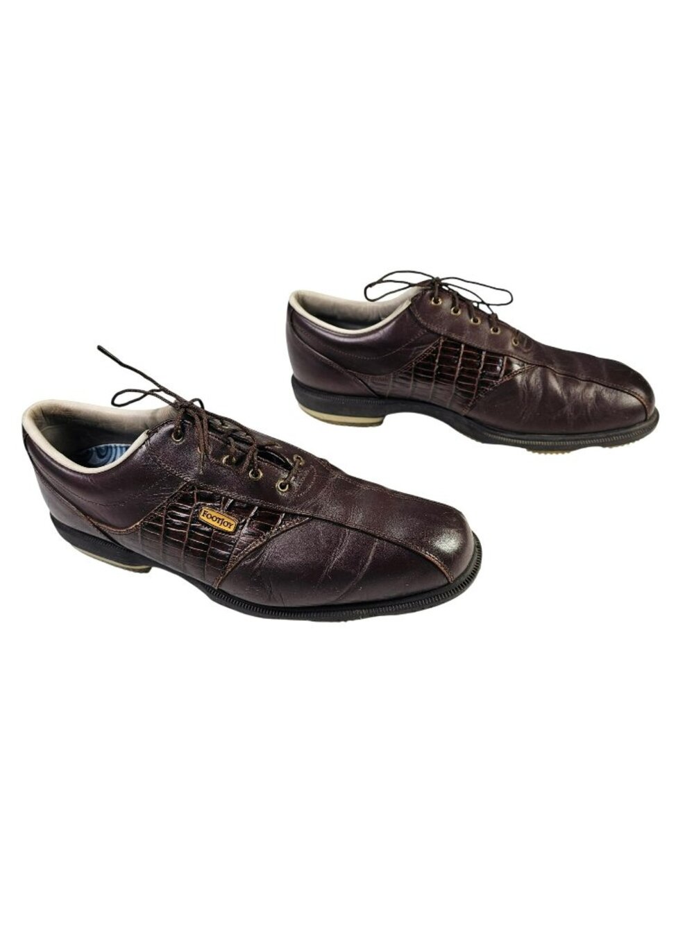 Footjoy Optiflex Golf Shoes Soft Spike Men's Size 11.5M Brown Croc Leather 53622
